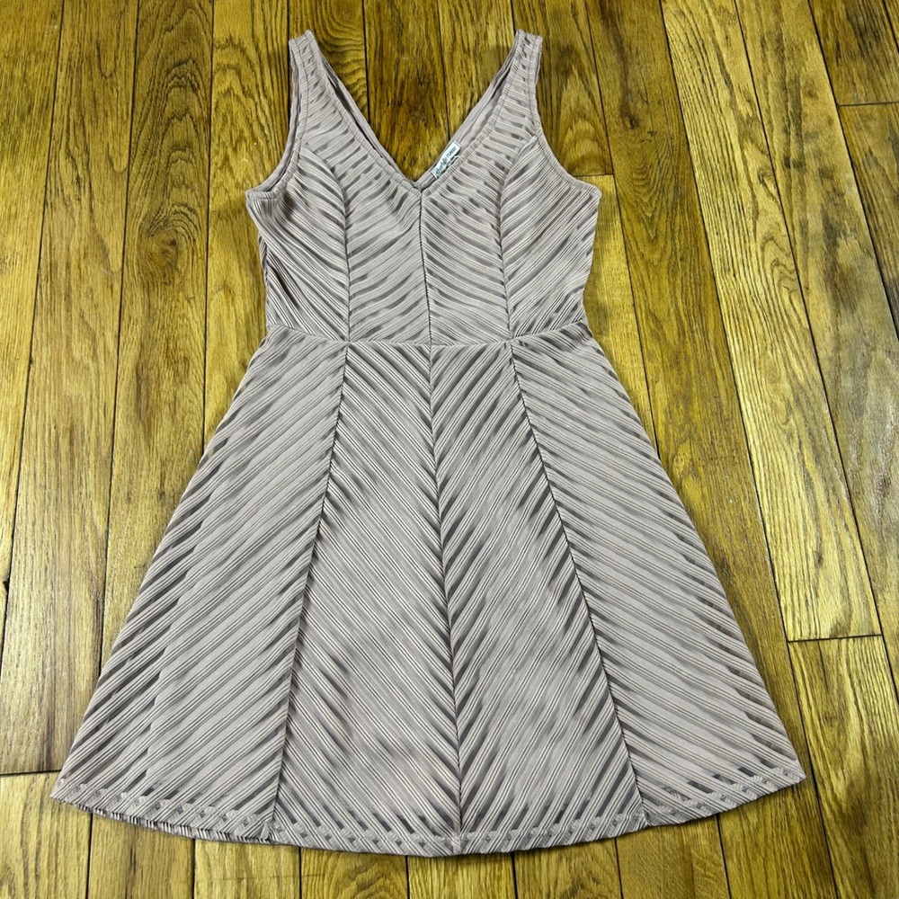 Y2K Charlotte Russe‎ A Line Dress V Neck Sleeveless Sheer Stripe Pattern Pink M